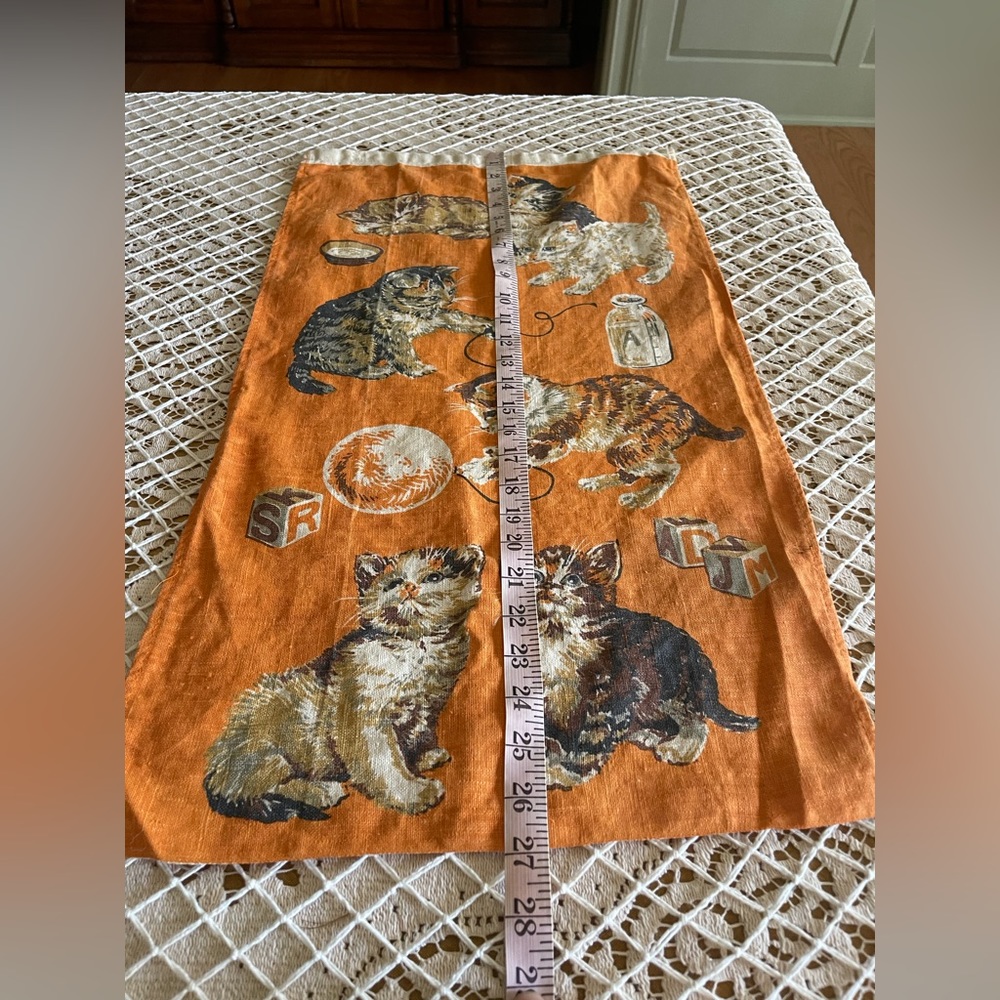 🐈 Vintage Linen Kitten Cat fabric Panel 🐈 - Picture 9 of 12